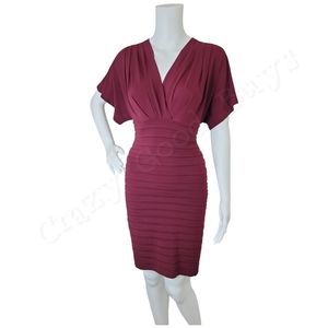 EUC London Times Petites Maroon Curvy Fit Stretchy High Waist Dress, 6P
